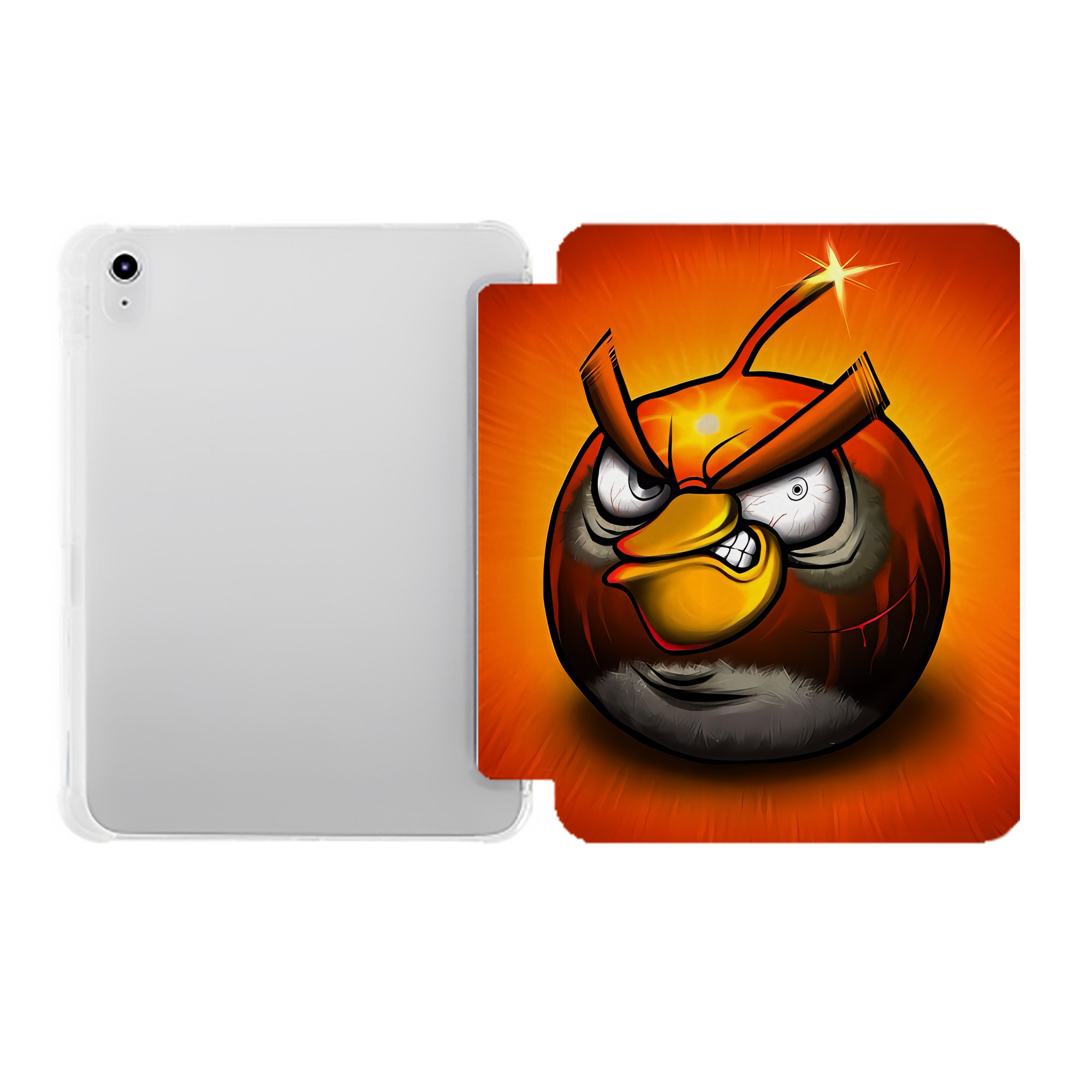 （画像用） Angry Birds アングリーバード IPad ケース ペン収納付き 三つ折りスタンド PUレザー×シリコン 対応機種9.5/10.5/10.9インチ